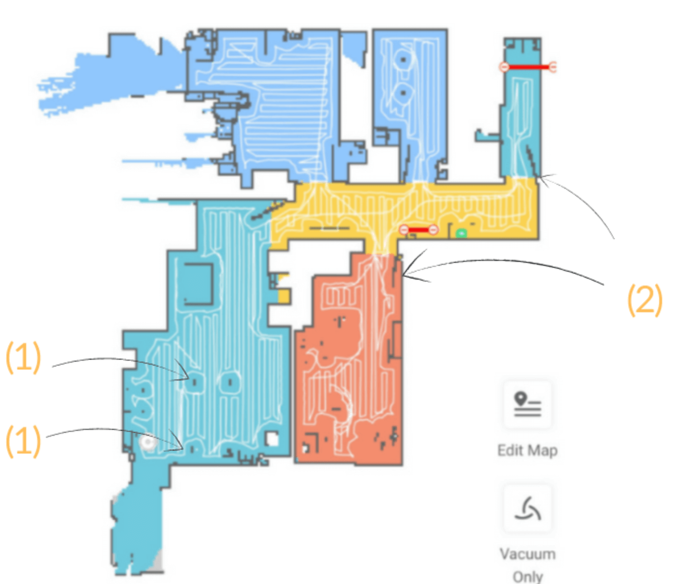 Detailed map of the flat in the app